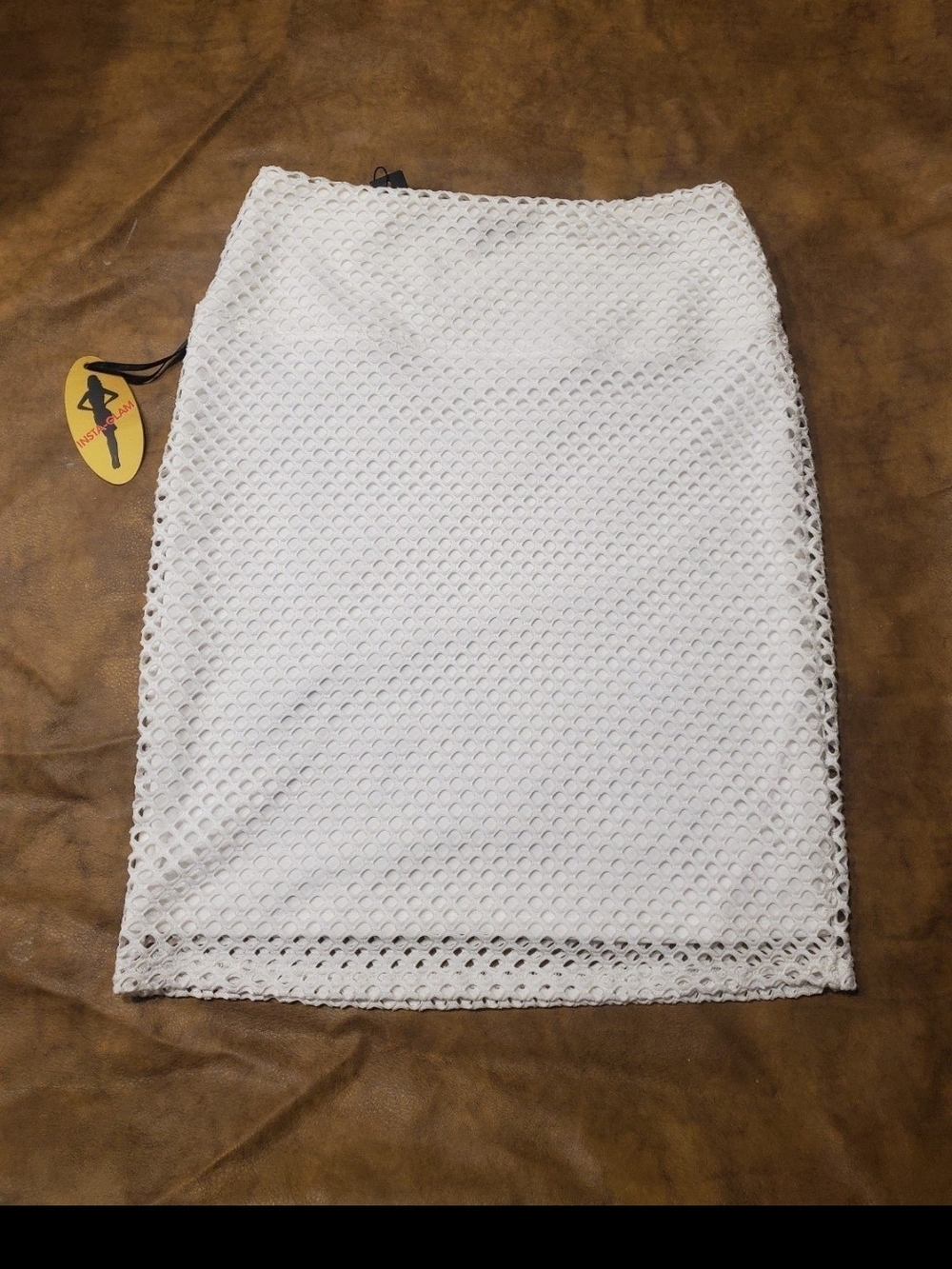 Athena Marie White Lace-Texture Pencil Skirt NEW